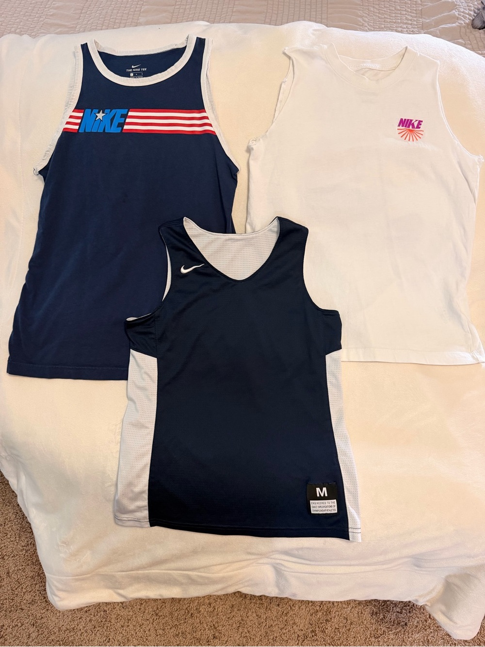 Nike Navy & White Kids Athletic Tank Pack - 3 Tops